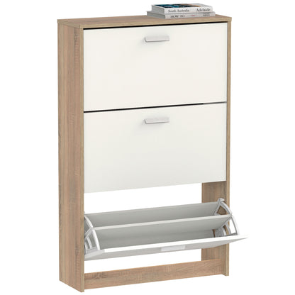 Zapatero Entrada Recibidor, Mueble Auxiliar Estrecho Zapatos, 3 Puertas, Madera 119,5x74x25 Cm, Briebe, Nova, Blanco_3
