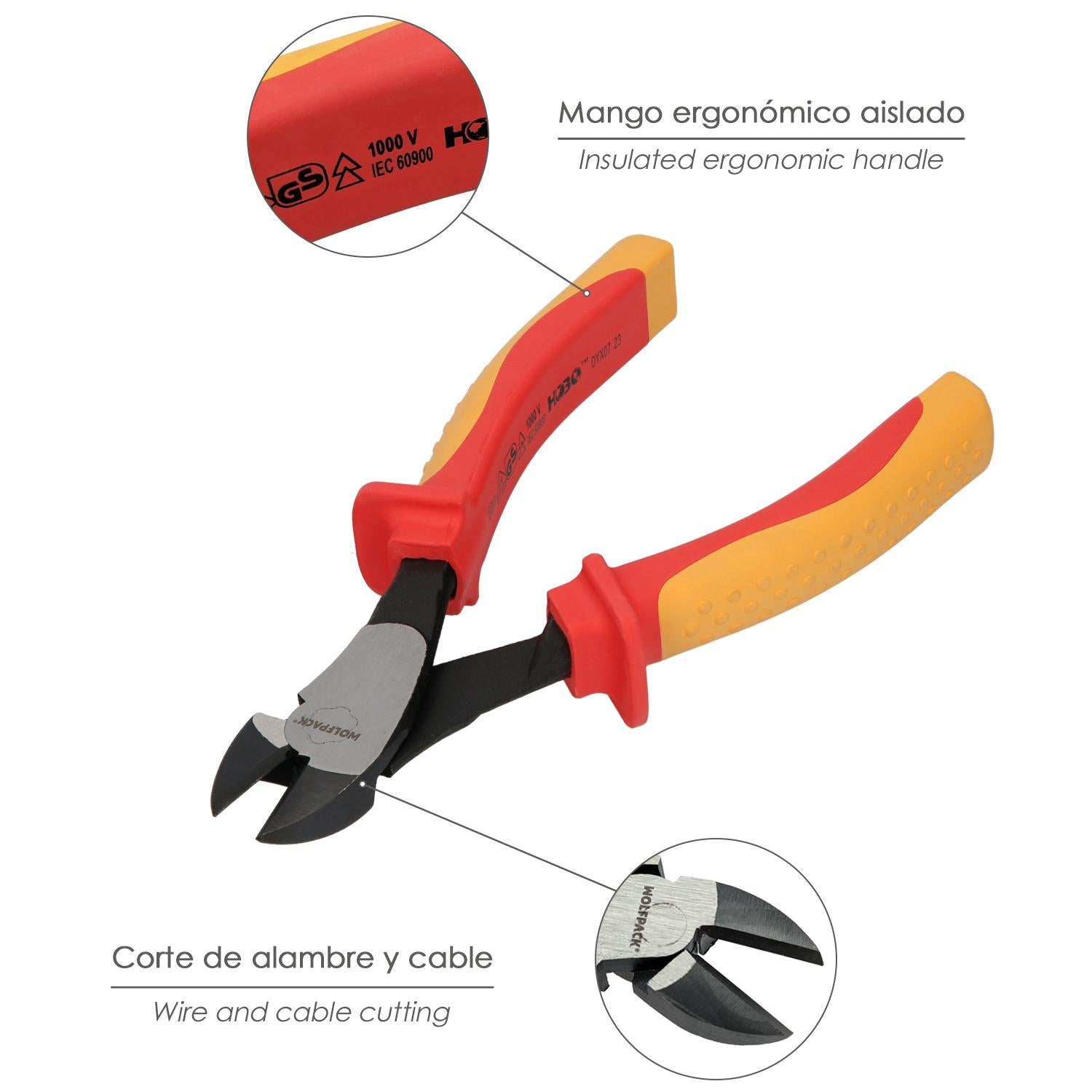 Alicates Corte Diagonal 180 Mm. Mangos Aislados Acero Cromo Vanadio Pelacables, Corta Cables, Pelador Cables_2