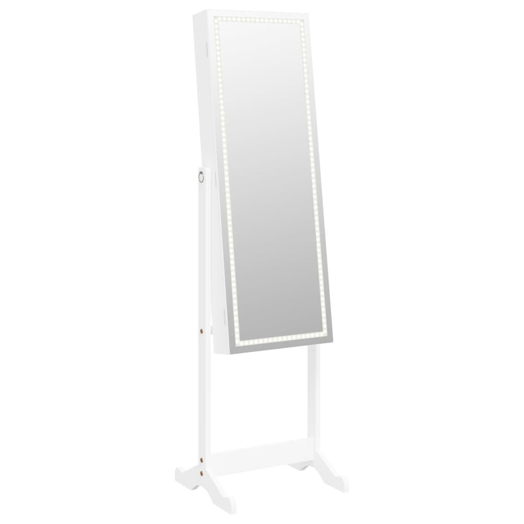 Vidaxl Espejo De Pie Con Joyero Y Luces Led Blanco_0