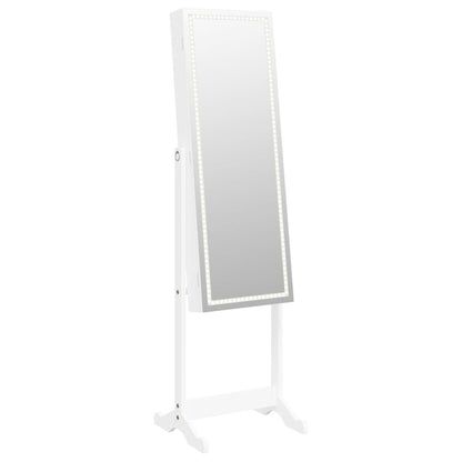 Vidaxl Espejo De Pie Con Joyero Y Luces Led Blanco_0