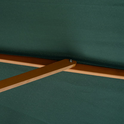 Outsunny Sombrilla Parasol Verde Diámetro 3m Madera Terraza Jardín Piscina_3