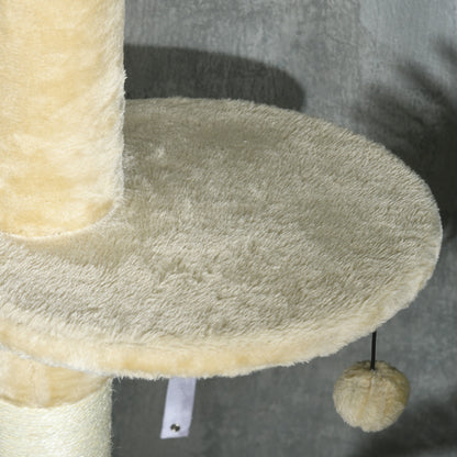 Pawhut Árbol Para Gatos De Suelo A Techo De 225-255 Cm Con Cueva Hamaca Beige_4