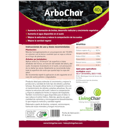 Arbochar - Enmienda con biochar para árboles- LivingChar 40L_1