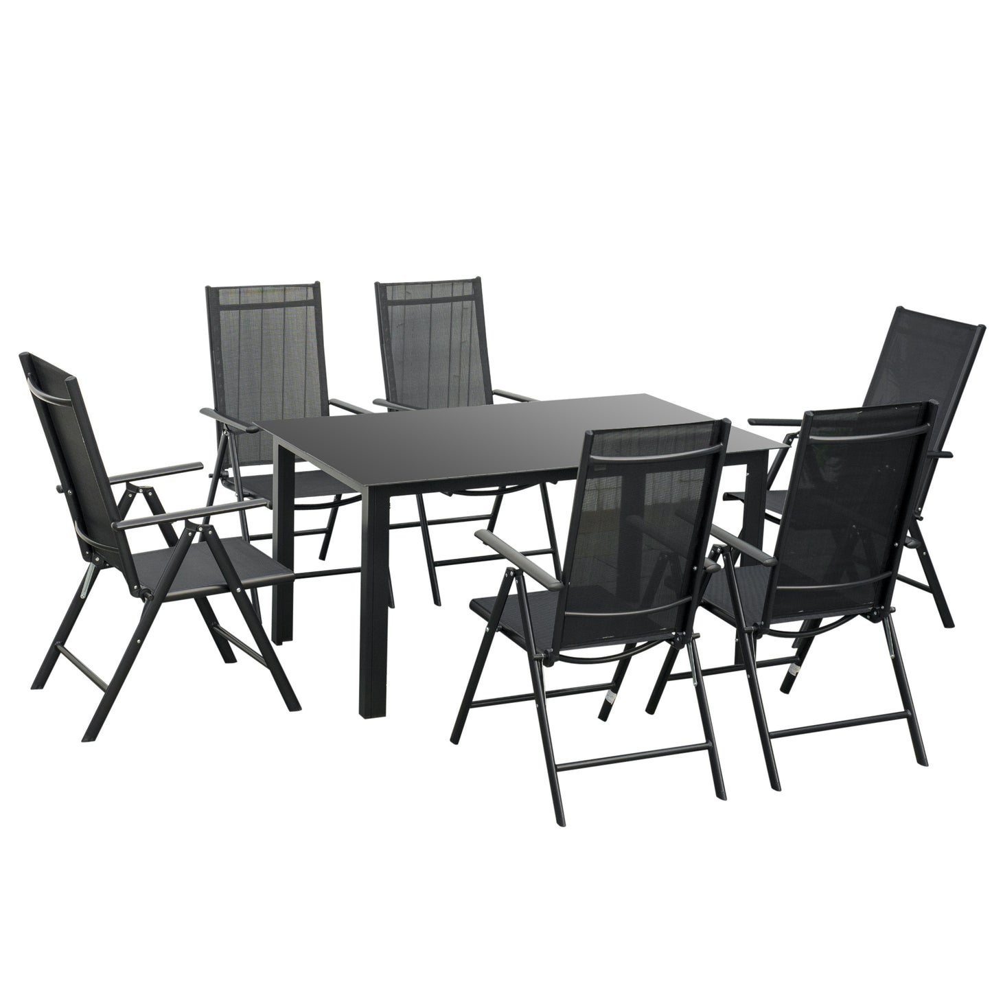 Outsunny Conjunto De Muebles De Jardín De Aluminio 7 Piezas Con 6 Sillas Y Mesa_0