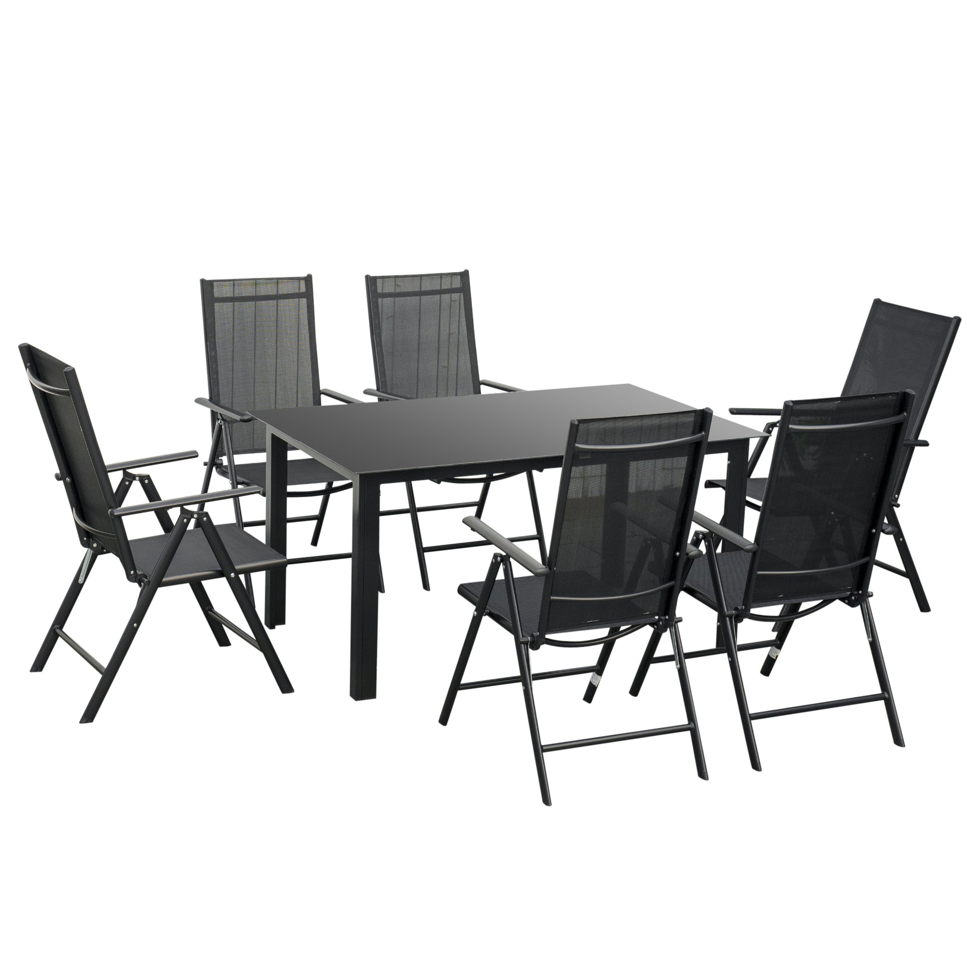 Outsunny Conjunto De Muebles De Jardín De Aluminio 7 Piezas Con 6 Sillas Y Mesa_0