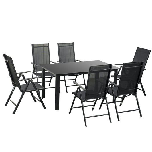 Outsunny Conjunto De Muebles De Jardín De Aluminio 7 Piezas Con 6 Sillas Y Mesa_0