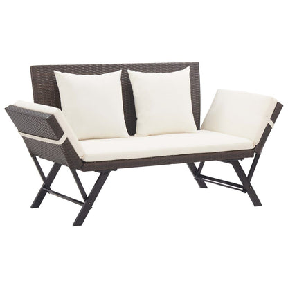 Vidaxl Banco De Jardín Con Cojines Ratán Sintético Marrón 176 Cm_0