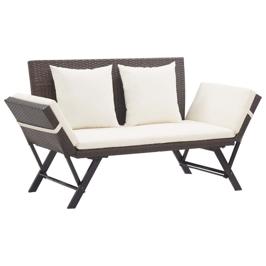 Vidaxl Banco De Jardín Con Cojines Ratán Sintético Marrón 176 Cm_0