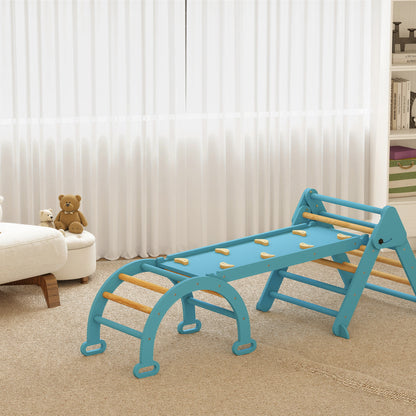 Aiyaplay 7 En 1 Triángulo De Escalada Montessori Con Arco Y Rampa 188x70 Cm Azul_3