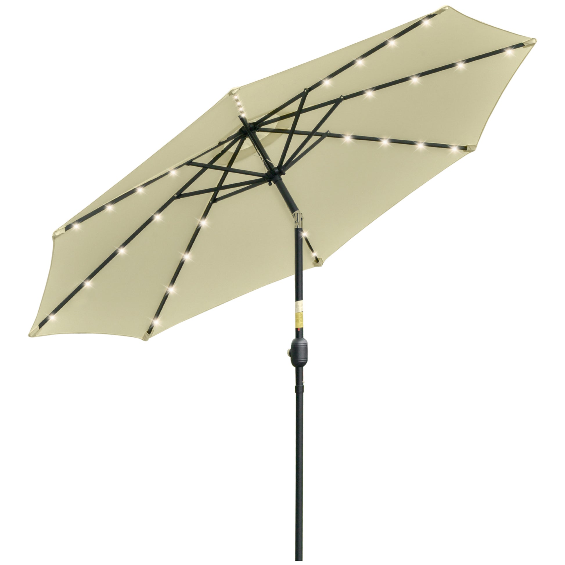 Outsunny Sombrilla Jardín Con 32 Luces Led Solares Inclinable Ø265x233 Cm Beige_0