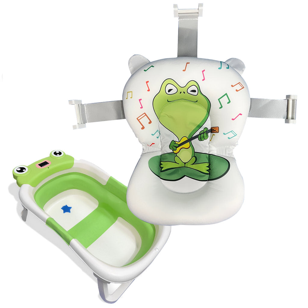 Bathby Bañera Plegable Para Bebés Recién Nacidos, Cojín Rana, Termómetro, Patas Antideslizantes (verde Rana)_1