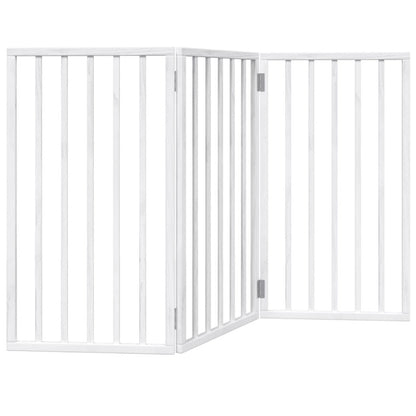 Vidaxl Puerta Para Perros Plegable De 3 Paneles, Color Blanco, 150 Cm, Madera De Álamo_5