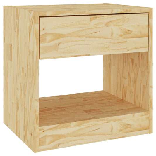 Mesita De Noche Madera Maciza De Pino 40x31x40 Cm_0