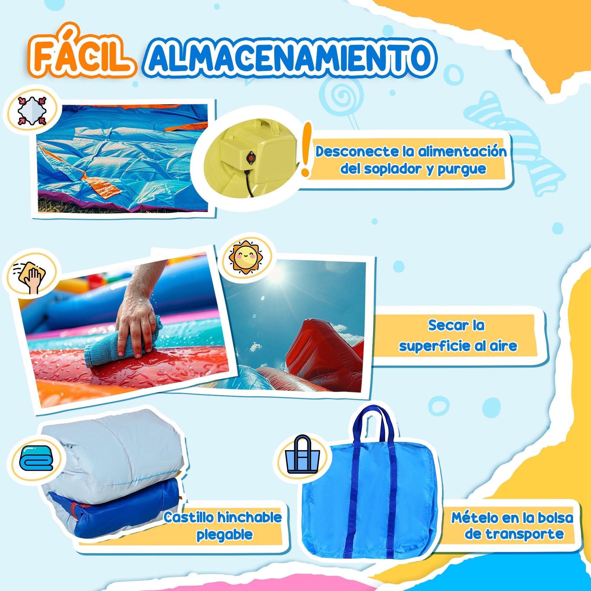 Outsunny Castillo Hinchable Para Niños De 3-8 Años Con Tobogán 420x370x230 Cm_3