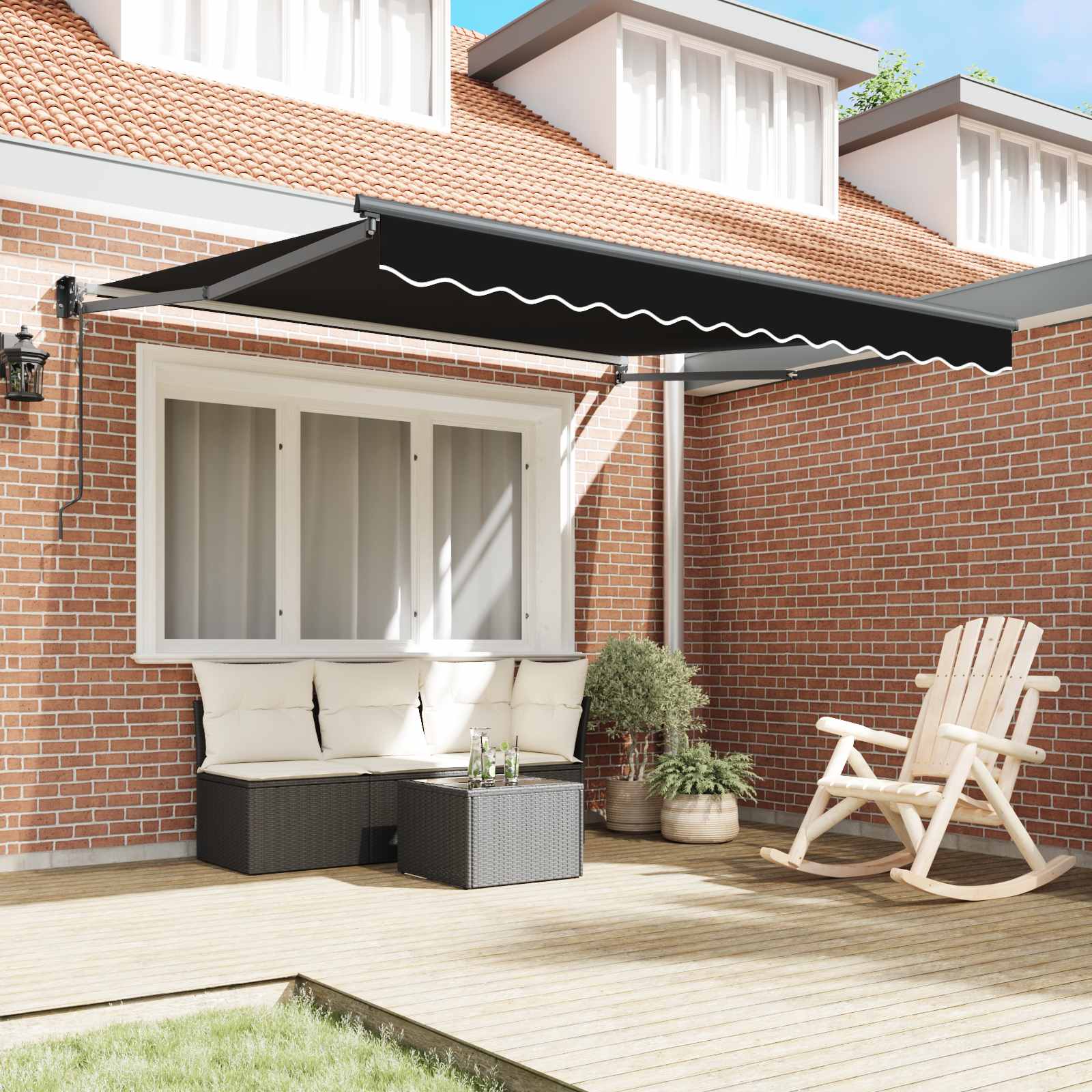 Toldo Retráctil Negro 350 X 250 Cm Poliéster Y Metal_2