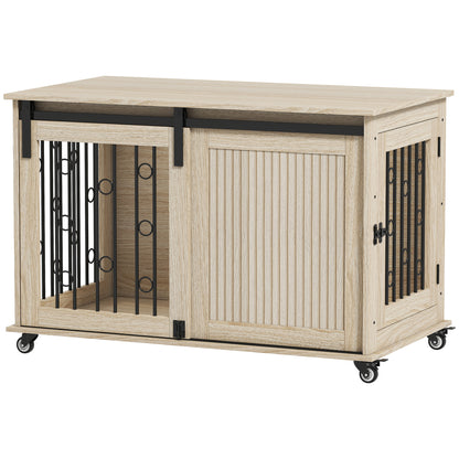 Pawhut Jaula Para Perros Mesa Auxiliar Con 2 Puertas Y Cierre 100x56x65 Cm Roble_0