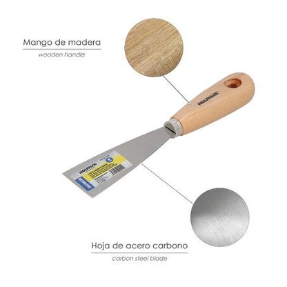 Espatula Mango Madera Hoja Acero 40 Mm. Espatula Yeso, Espatula Pintor, Espatula Masillas, Espatula Pladur, Etc._2