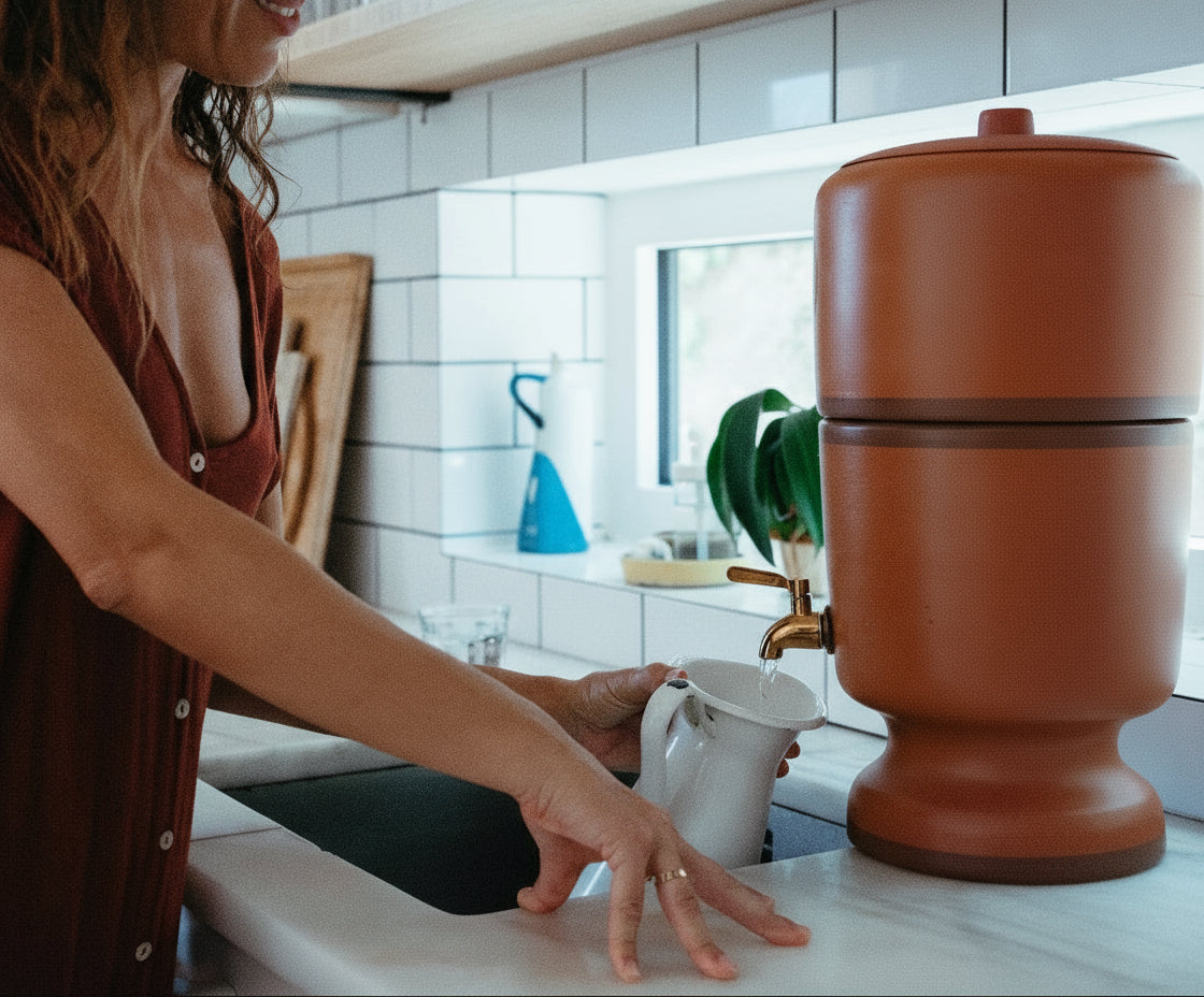 Filtro de Agua Stéfani Classic 5L Arcilla Natural – 10 L Total (5 L Filtrados + 5 L Reserva) – 47 cm Alto x 24 cm Ø_3