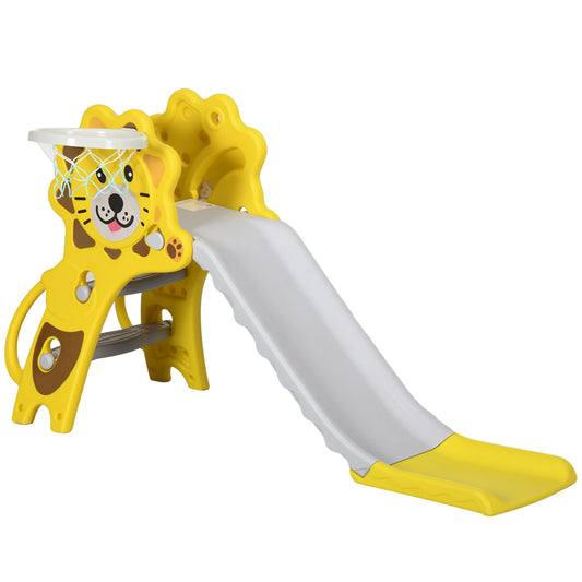 Aiyaplay Tobogán Infantil 3 En 1 Con 2 Escaleras 131x50x74 Cm Amarillo Y Gris_0