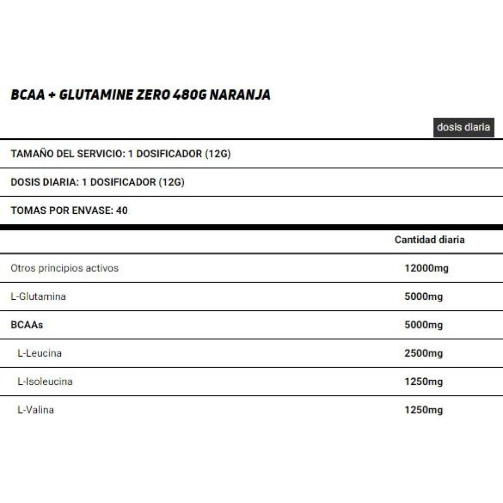 Bcaa + Glutamine Zero 480 Gr Naranja_1
