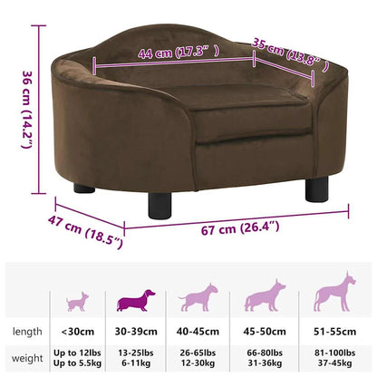 Vidaxl Sofá Para Perros Felpa Marrón 67x47x36 Cm_2