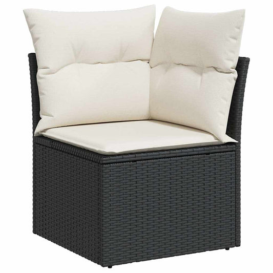 Set Sofás Jardín Y Cojines 8 Pzas Ratán Sintético Acacia Negro / Vetonek_0