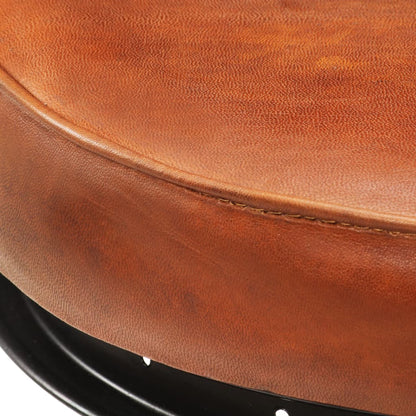 Taburetes De Cocina 2 Uds Cuero Auténtico Cabra Negro Y Marrón_5