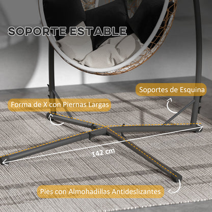Outsunny Soporte Para Silla Colgante De Acero Con Base Establey Portavaso Negro_5
