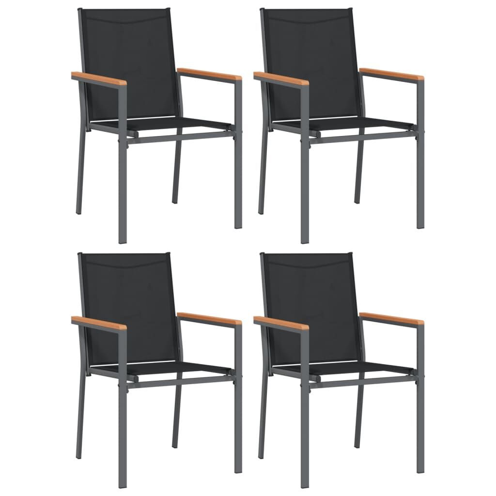 Vidaxl Sillas De Jardín 4 Uds Textilene Y Acero Negro 55x61,5x90 Cm_0