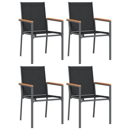 Vidaxl Sillas De Jardín 4 Uds Textilene Y Acero Negro 55x61,5x90 Cm_0