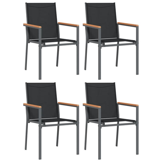 Vidaxl Sillas De Jardín 4 Uds Textilene Y Acero Negro 55x61,5x90 Cm_0