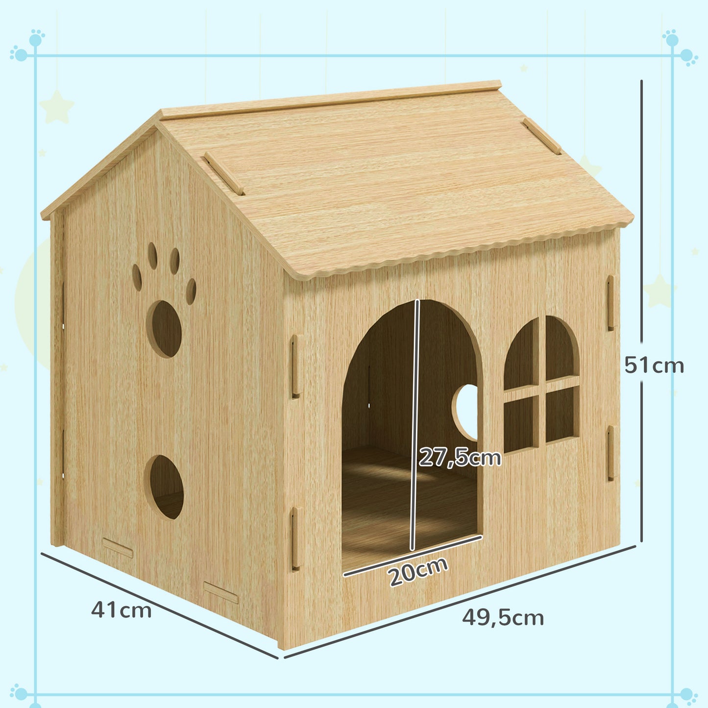 Pawhut Caseta Para Perros Interior Con Ventana 49,5x41x51 Cm Roble_2