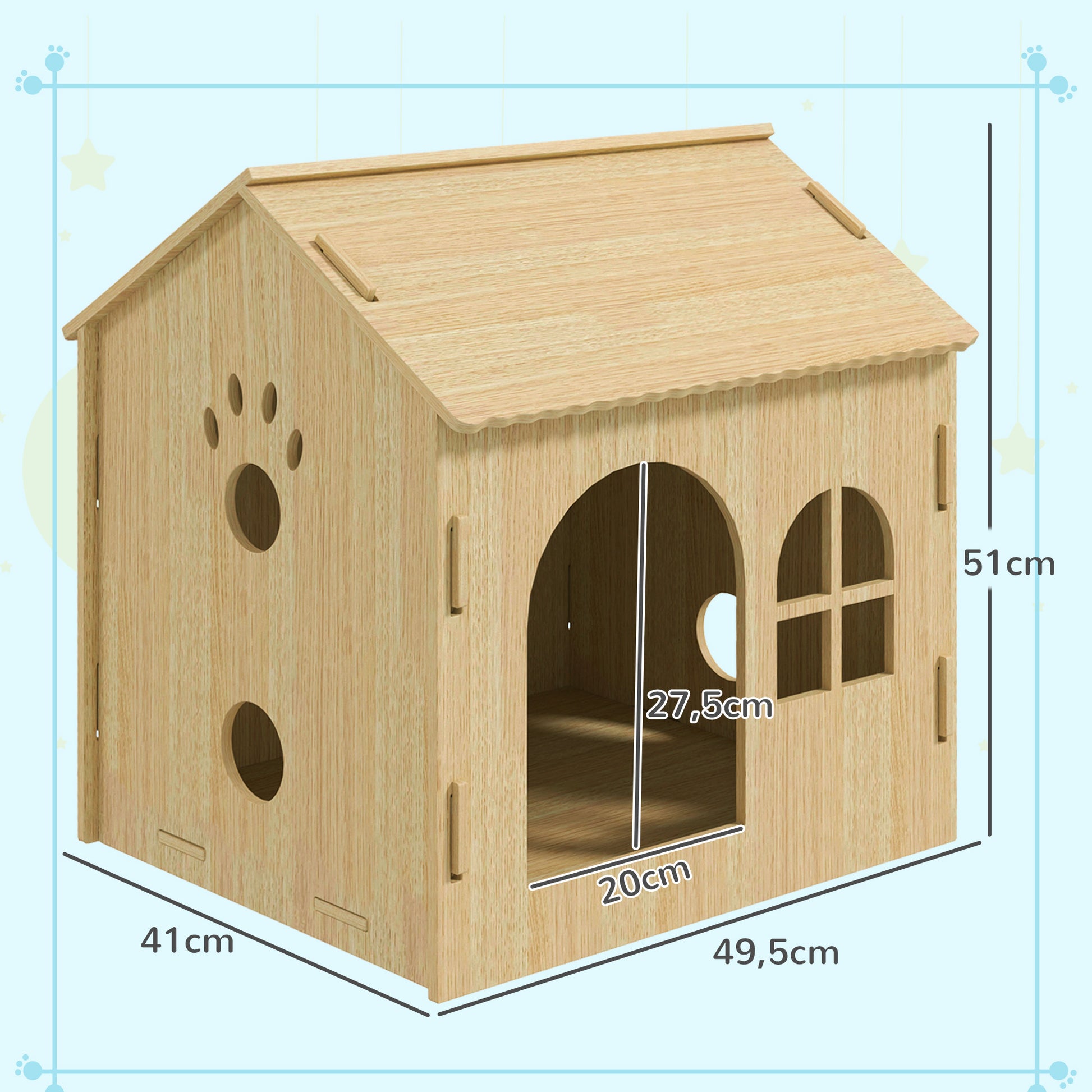Pawhut Caseta Para Perros Interior Con Ventana 49,5x41x51 Cm Roble_2