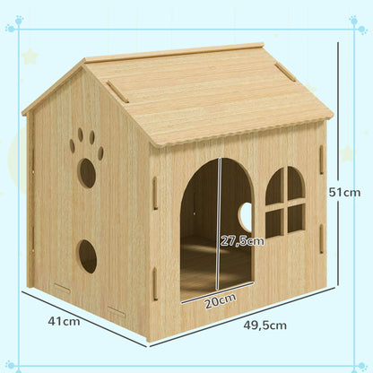 Pawhut Caseta Para Perros Interior Con Ventana 49,5x41x51 Cm Roble_2