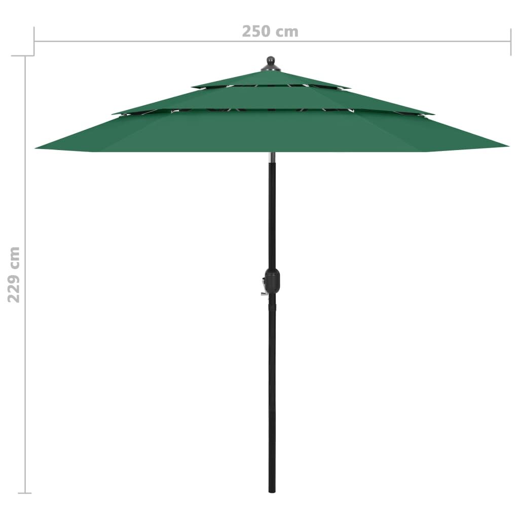 Vidaxl Sombrilla Jardín De 3 Niveles Con Palo De Aluminio Verde 2,5 M_2