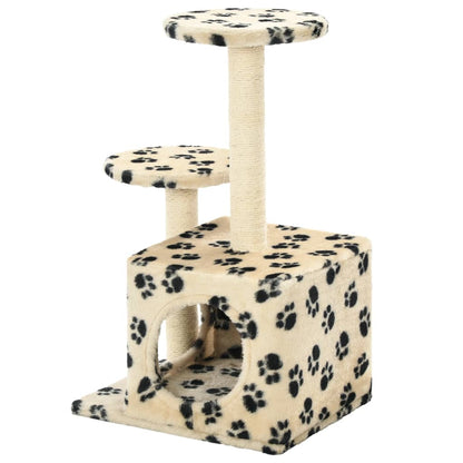 Vidaxl Rascador Para Gatos Con Poste De Sisal Huellas Beige 60 Cm_2