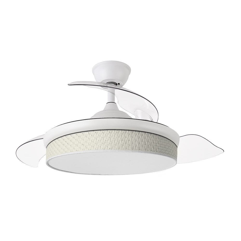 Ventilador Dc Moda 72w Blanco/caã±izo Blanco 91d 3aspas 7200lm 3000-4000-6000k Remoto+ Memoria+ Temporizador_1