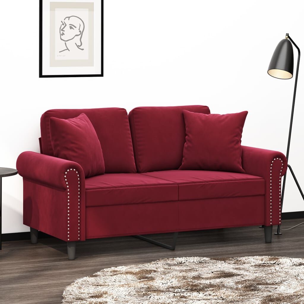 Vidaxl Cojines Decorativos 2 Uds Terciopelo Rojo Tinto 40x40 Cm_1