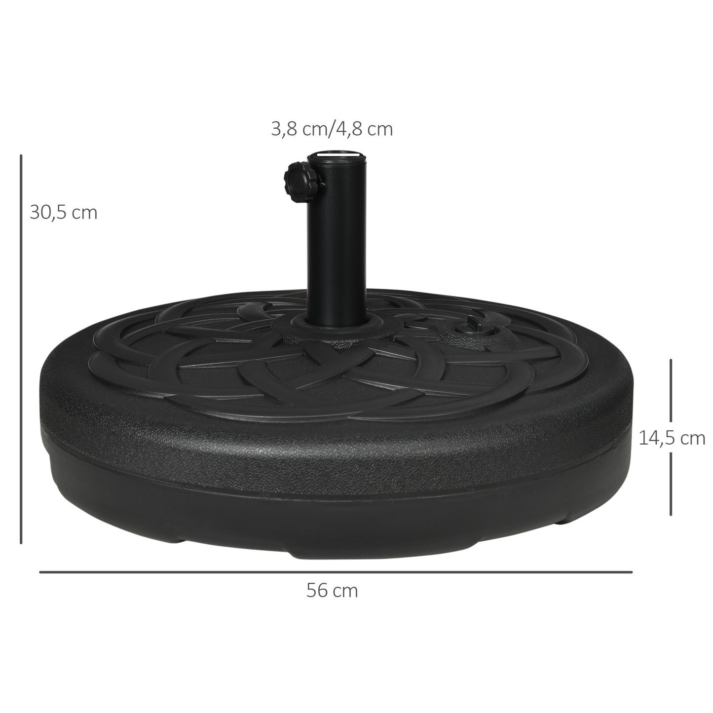 Outsunny Base De Sombrilla Pe 2,5 Kg Apto Para Postes De 38mm/48mm Ø56x30,5 Cm_2