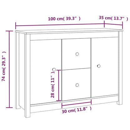 Aparador De Madera Maciza De Pino 100x35x74 Cm / Vetonek_5