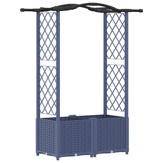 Cama Elevada Con Trellis Y Techo Gris 125 X 40 X 138 Cm Pp_0