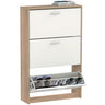 Zapatero Entrada Recibidor, Mueble Auxiliar Estrecho Zapatos, 3 Puertas, Madera 119,5x74x25 Cm, Briebe, Nova, Blanco
