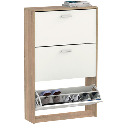 Zapatero Entrada Recibidor, Mueble Auxiliar Estrecho Zapatos, 3 Puertas, Madera 119,5x74x25 Cm, Briebe, Nova, Blanco_0