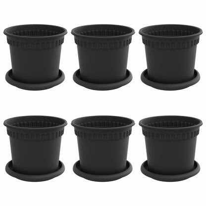 Macetas 6 Uds. Negro Plástico_0
