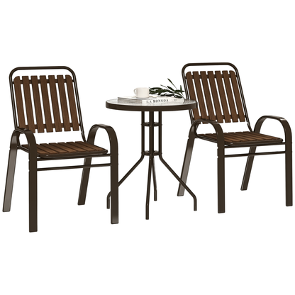 Outsunny Conjunto Jardín Exterior De 3 Piezas Con 2 Sillas Apilables Y Mesa_0