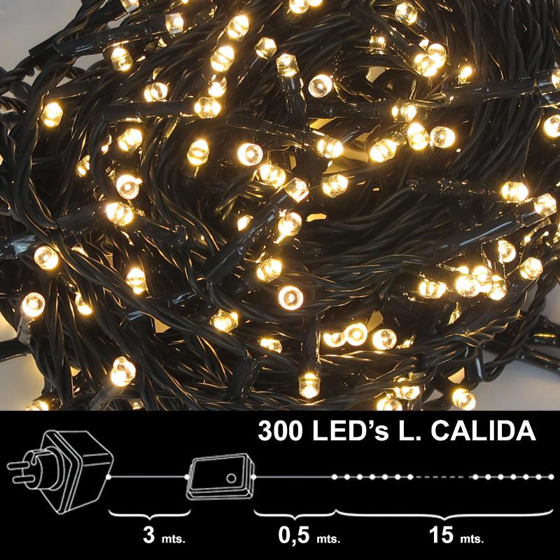 Luces Navidad 300 Leds Luz Calida Interior / Exterior (ip44)_0
