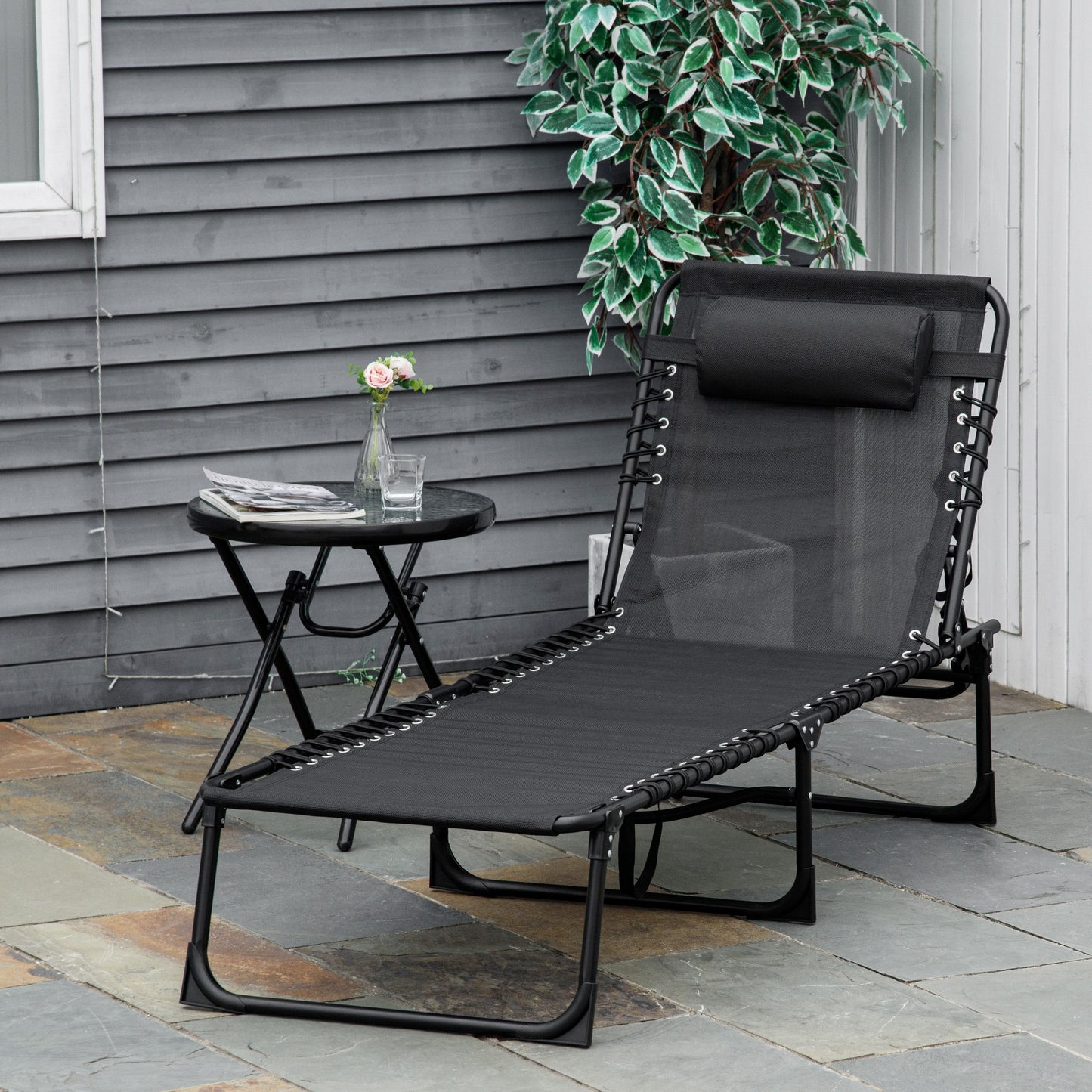Outsunny Tumbona Plegable Y Ajustable De 4 Posiciones Con Sistema De Cordones_1