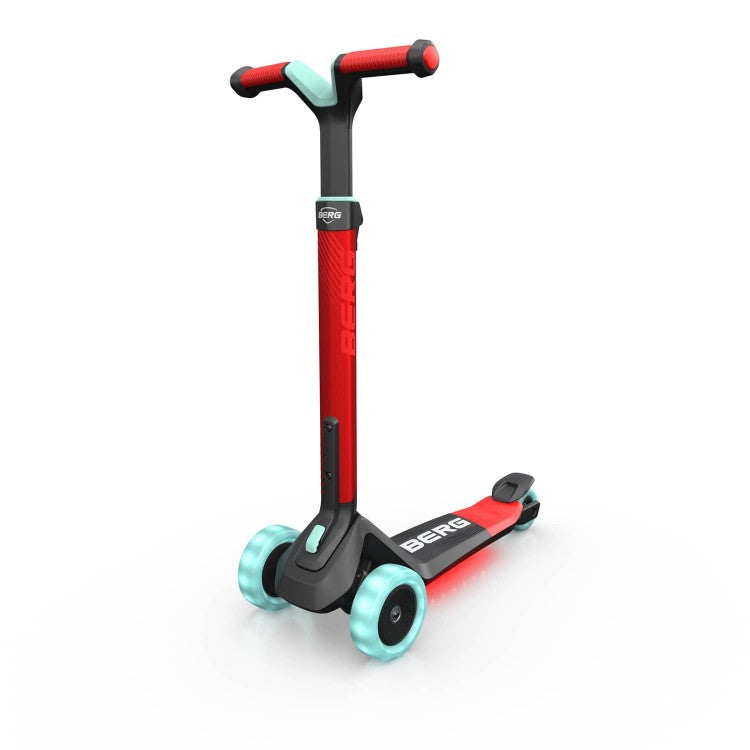 Patinete Berg Nexo Plegable Con Luces Led En Plataforma Rojo._0
