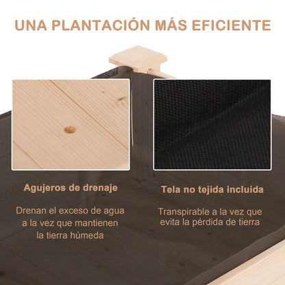 Outsunny Huerto Urbano Elevado Madera 122,5x56,5x76 Cm ​tela No Tejida Natural_5