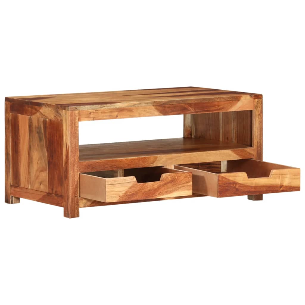 Mesa De Centro De Madera Maciza De Acacia 84x49x40 Cm_2